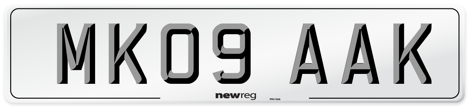 MK09 AAK Number Plate from New Reg